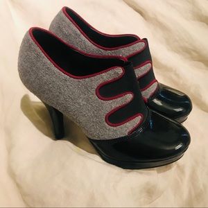 Grey and Black Booties with Red Detail